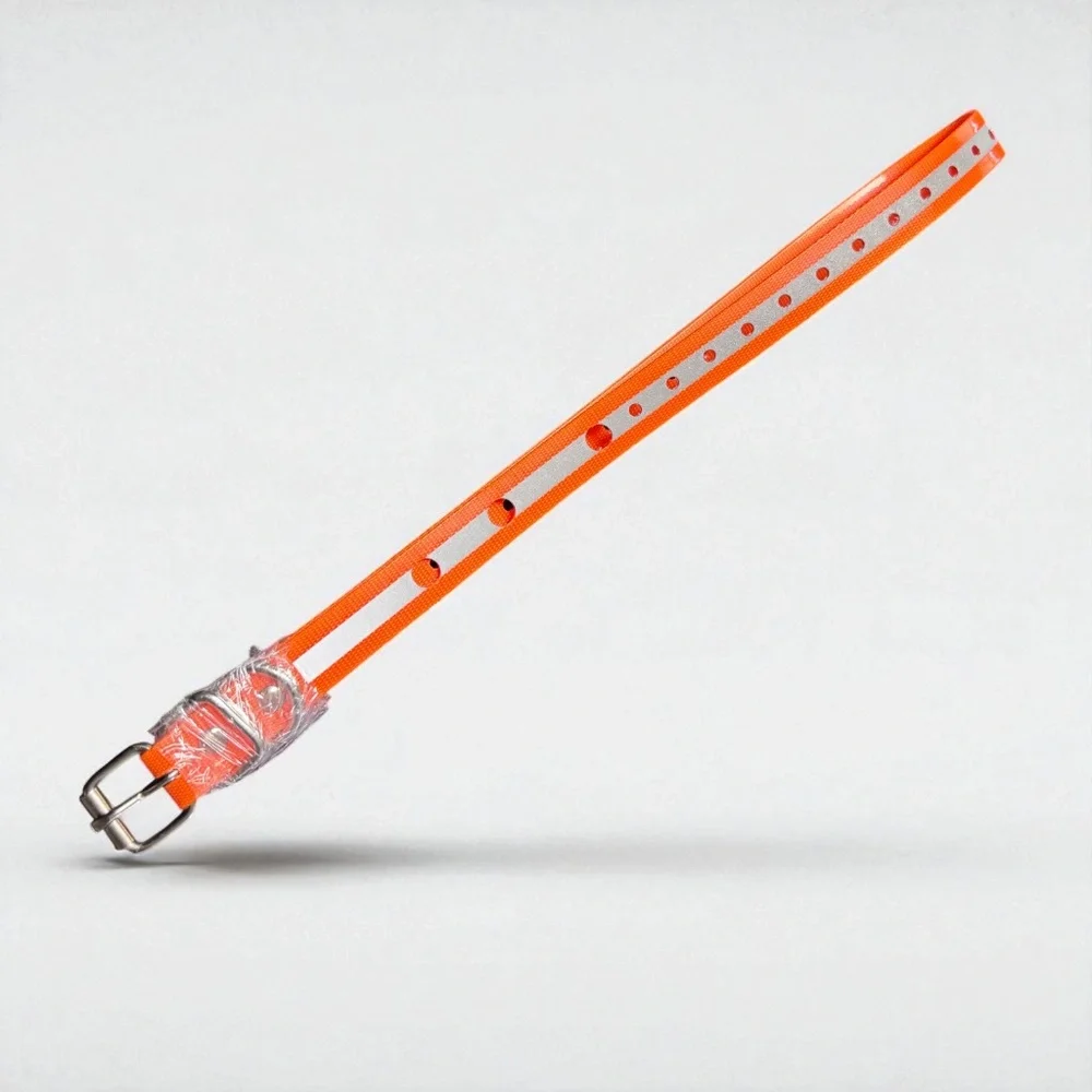 NWOT 3/4 Inch Waterproof & Rustproof Collar Strap, Reflective Orange! Adjustable